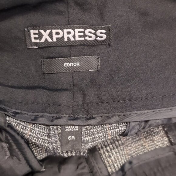 Express Editor Flare Leg Pants Houndstooth Plaid Womens Size 6 Grey Trousers - Picture 12 of 15